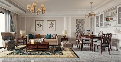 美式客餐厅3D模型下载